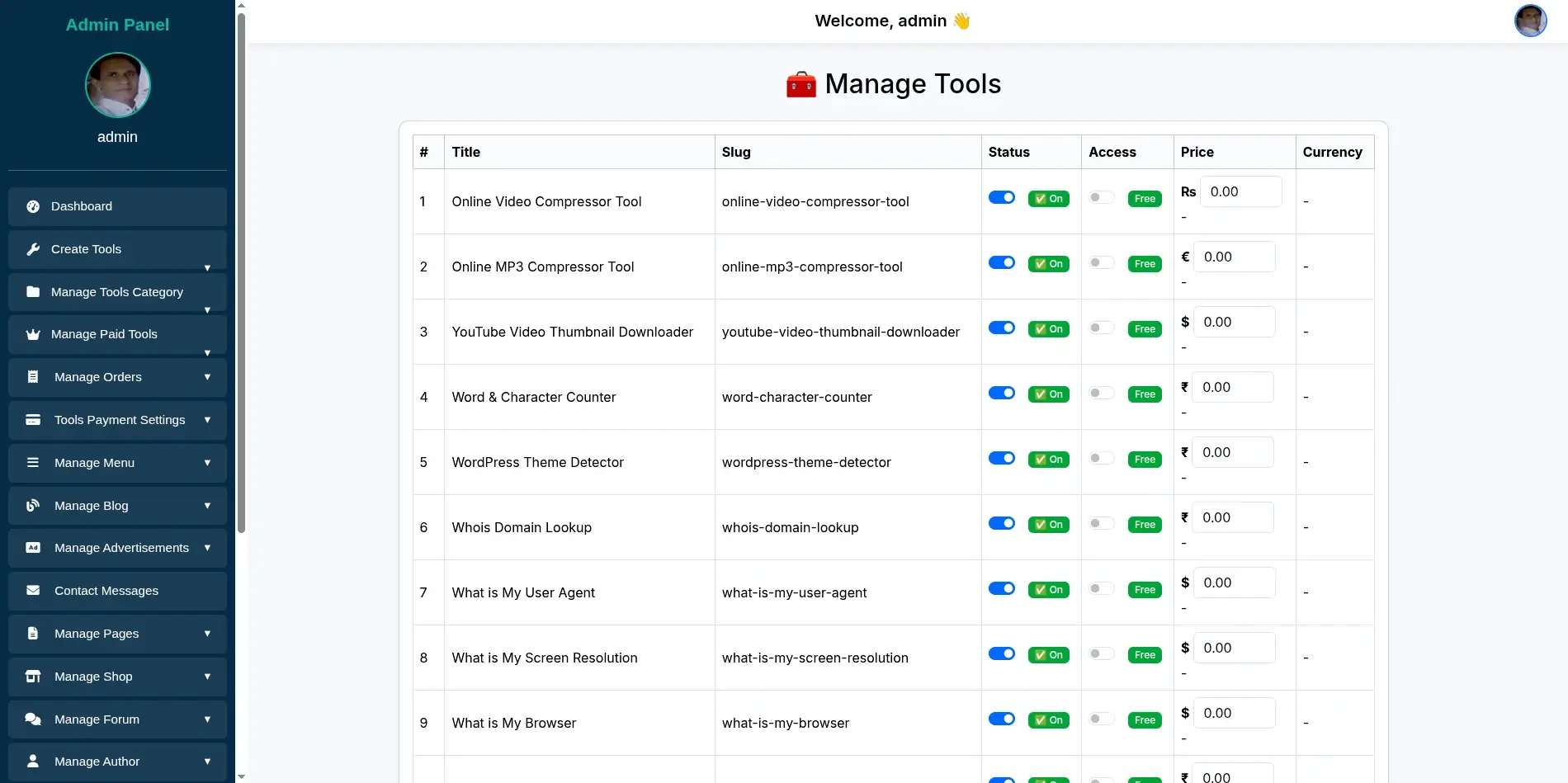 Manage WebTools in WebDecky