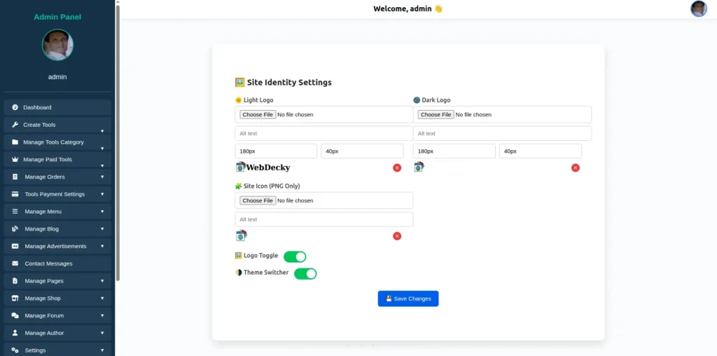 Main Settings WebDecky