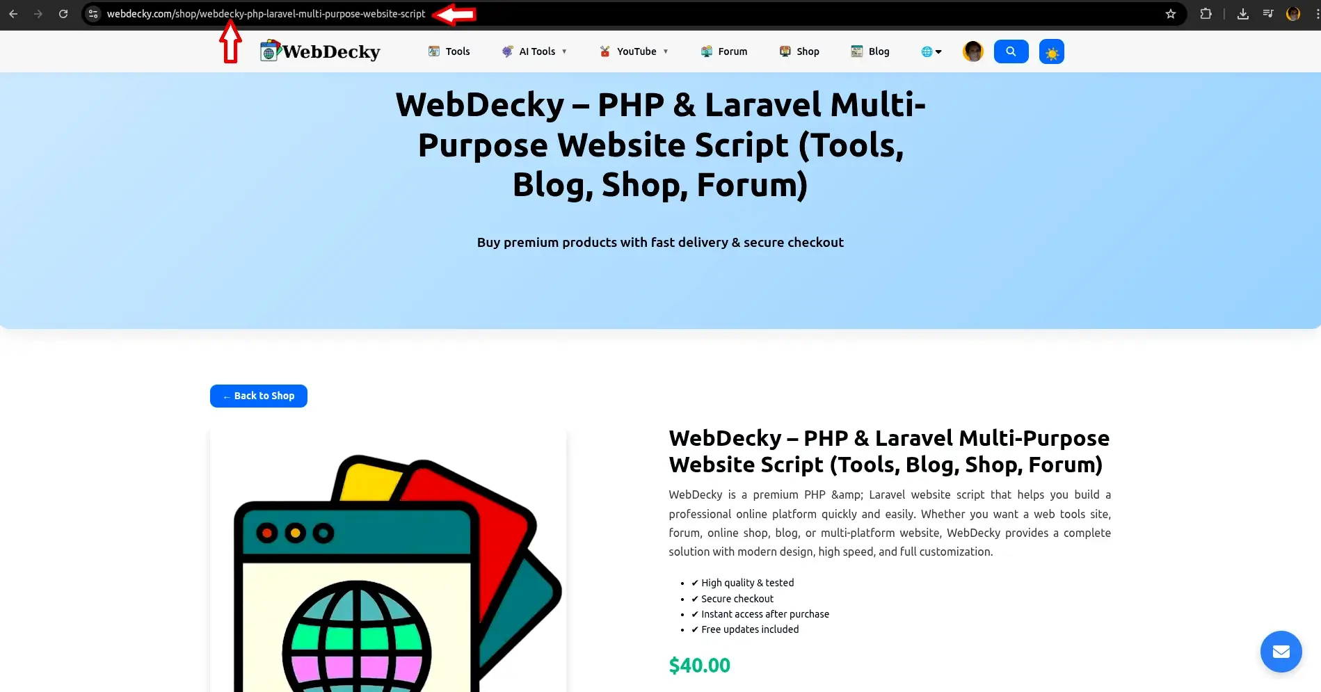 Shop Product URL structure