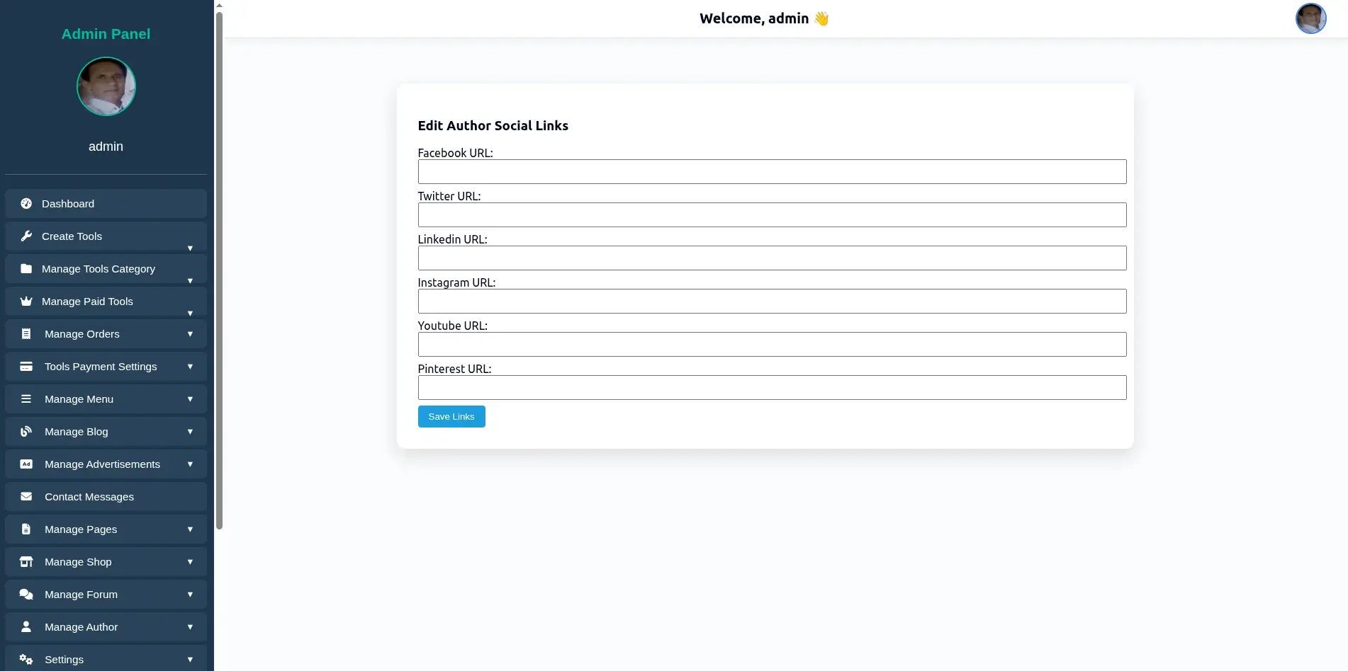 Add Social links WebDecky